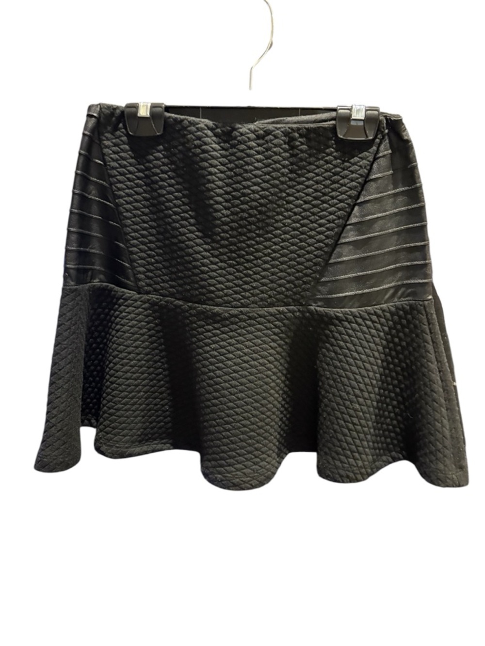 RED Saks Fifth Ave brand Black Quilted Peplum Mini Skirt, size S